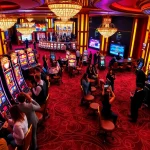 Experience GG88 SLOT excitement with vibrant slot machines and enthusiastic players in a luxurious casino.