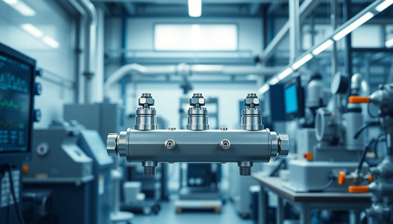 HM88 Series Three-Valve Direct Mount Manifold in a modern industrial setting.