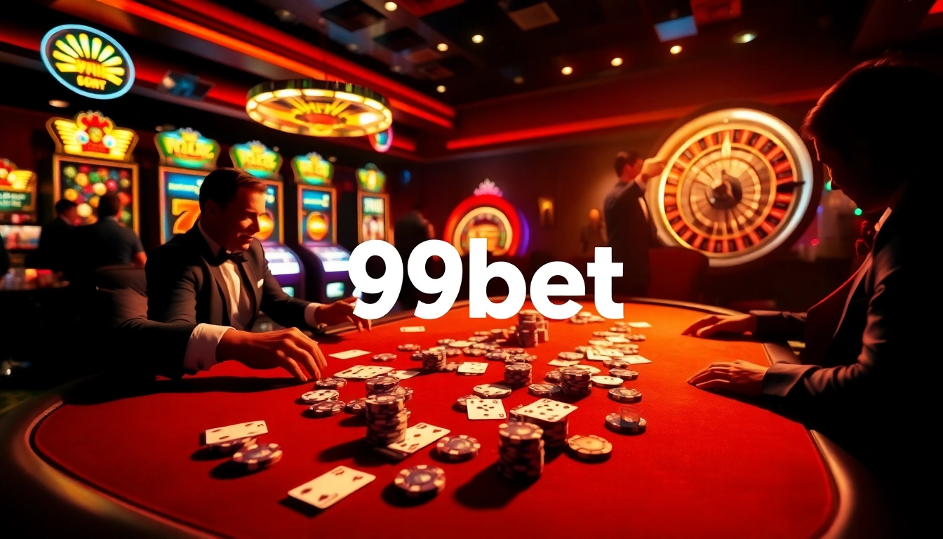 Experience the thrill of link 89bet at an exciting casino table with players and poker chips.