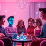 Engaging AI sex chat characters in a cozy virtual environment, promoting intimacy and interaction.