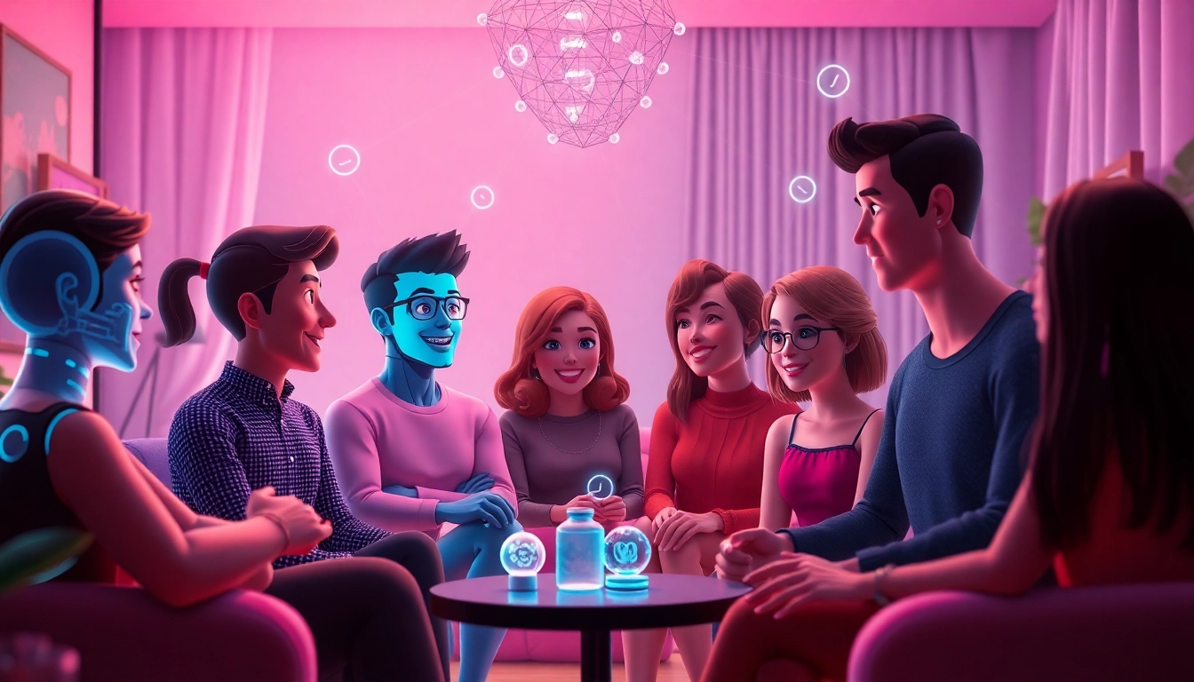 Engaging AI sex chat characters in a cozy virtual environment, promoting intimacy and interaction.