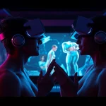 Experience the future of intimacy with innovative sex AI interactions illustrated through a modern digital landscape.