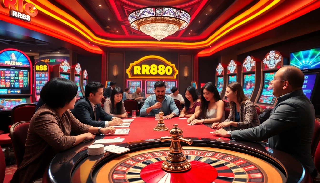 Experience high-stakes excitement at RR88's online platform with thrilling poker action and vibrant casino visuals.