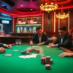Engage in thrilling poker action at UU88's luxurious casino tables featuring vibrant neon lights.