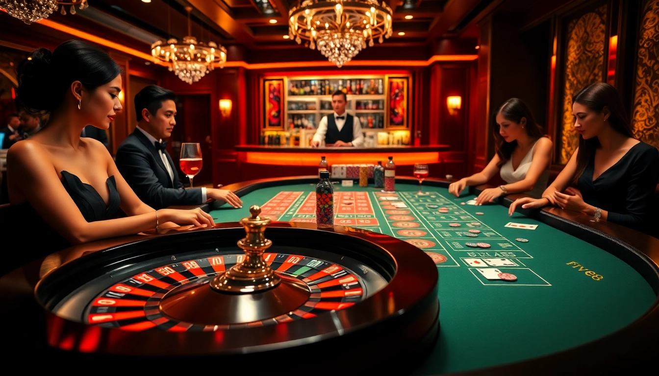 Engage in thrilling roulette gameplay at Five88's luxurious casino tables.