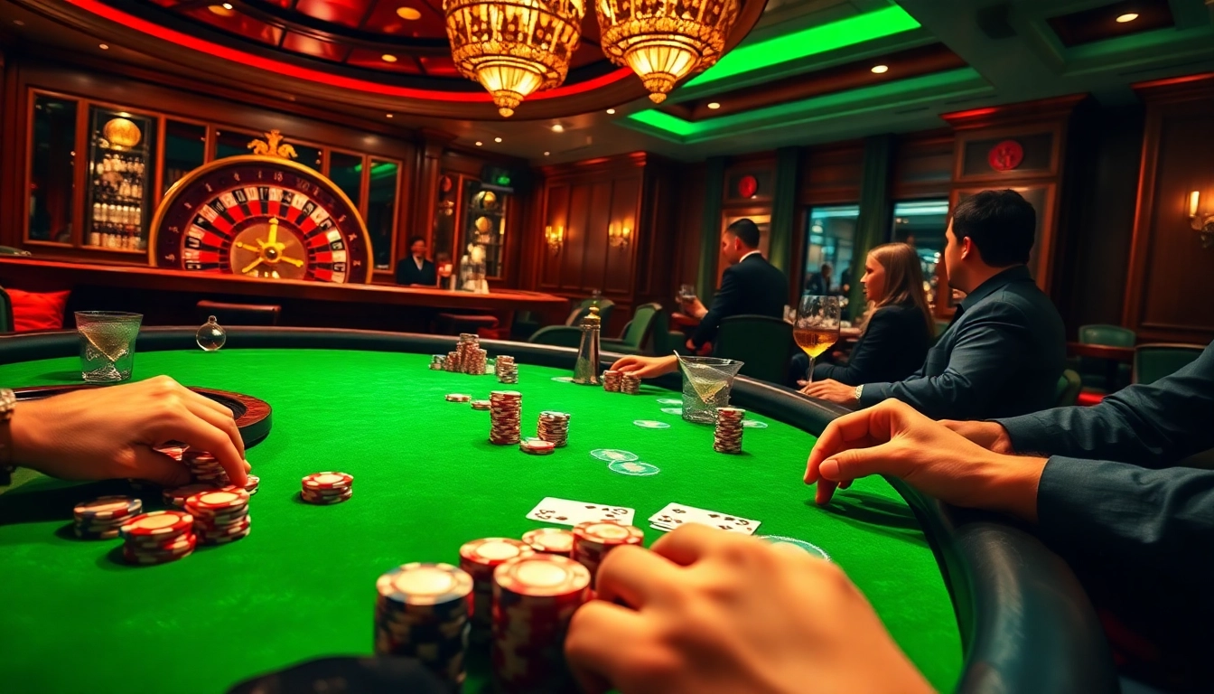 High-stakes action at https://www.eejl88888.com/ featuring an exciting casino scene with poker chips and roulette.