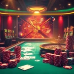 Experience the thrill of online gambling at mb66.nyc with vibrant casino visuals showcasing tables and exciting gameplay.