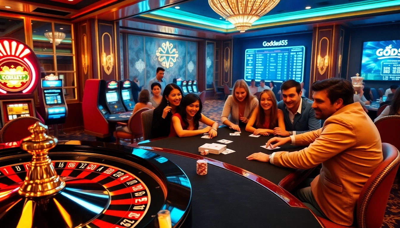 Experience the excitement of God55 casino with vibrant gaming visuals and engaging players.