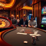 HITCLUB players engaging in exciting casino games with vibrant roulette and poker setups.