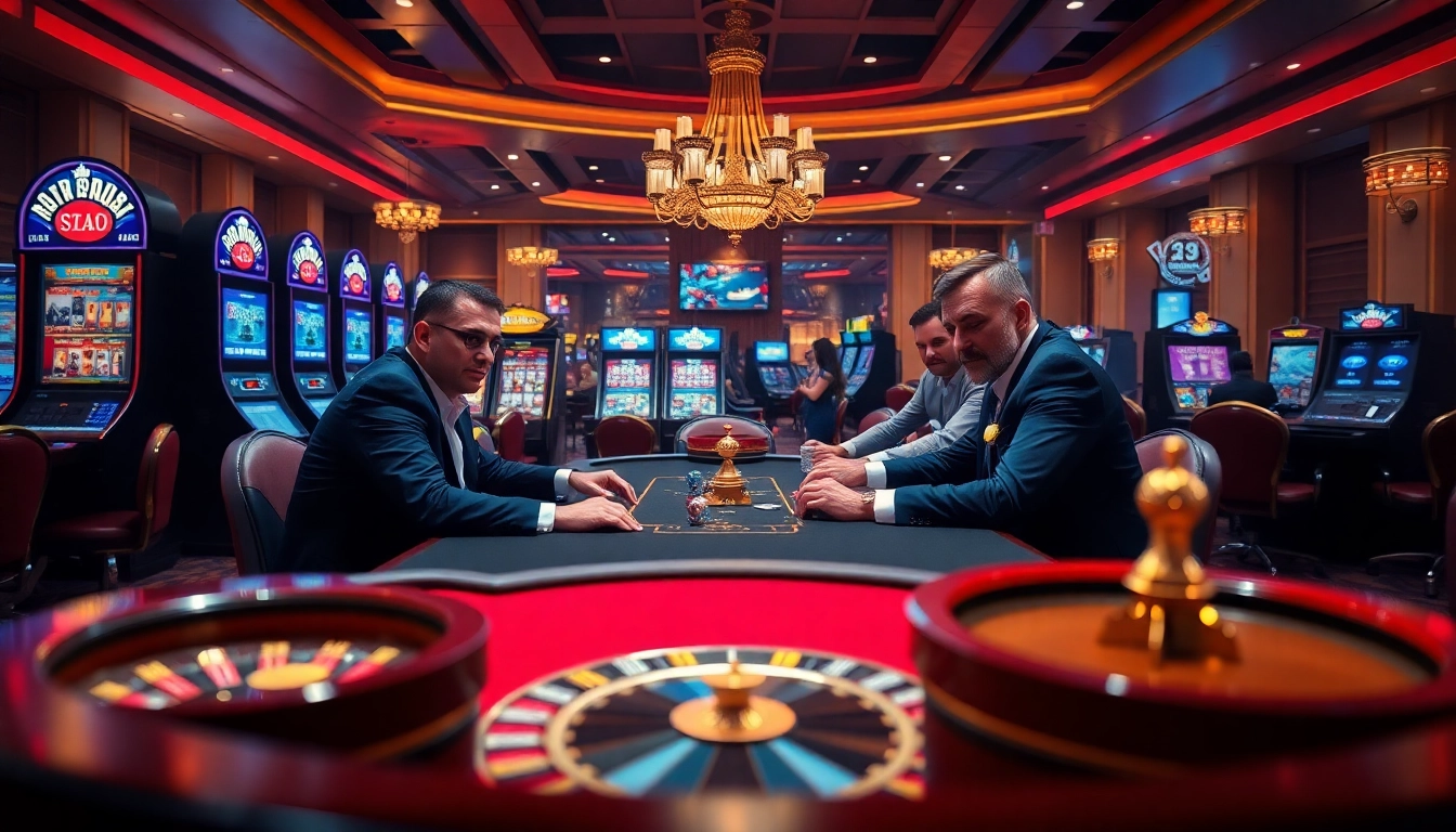 33win players placing bets at a high-stakes poker table in an elegant casino environment.