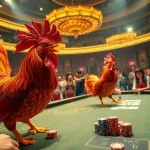 Energizing đá gà e2bet action with lively spectators and luxurious casino elements.