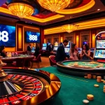 Experience the vibrant excitement of 888new through a dynamic casino scene.
