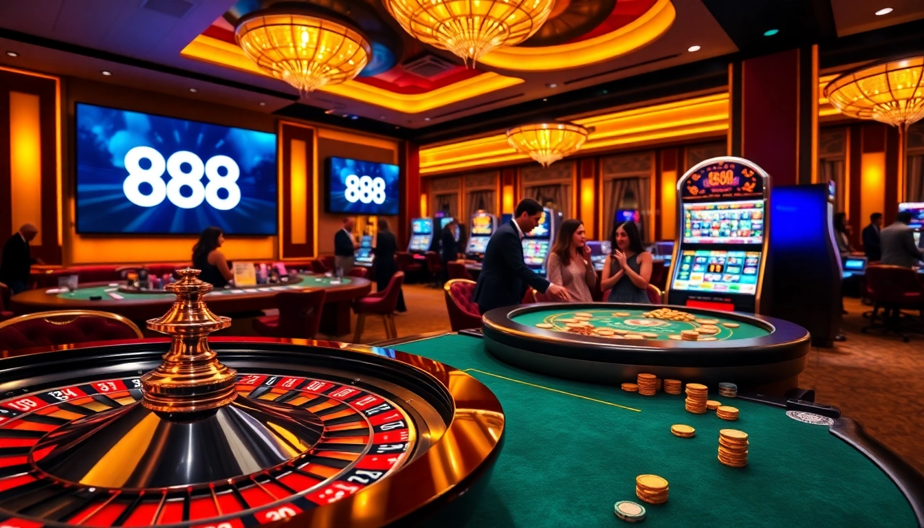 Experience the vibrant excitement of 888new through a dynamic casino scene.