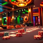 Experience the thrill of 6L777 at a luxurious casino table with vibrant gaming elements.
