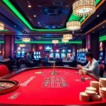 Experience thrilling gambling with OKFUN in a luxurious casino atmosphere.