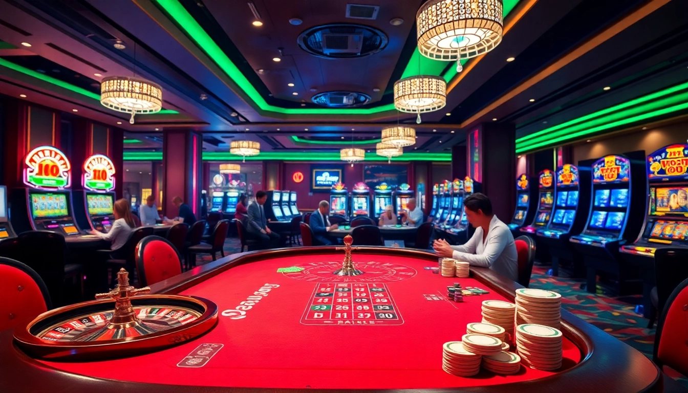Experience thrilling gambling with OKFUN in a luxurious casino atmosphere.