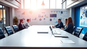 Team engaged in strategy at a digital marketing agency office