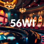 Engage in thrilling gameplay at 56WIN with vibrant slot machines and poker chips in an exciting casino scene.