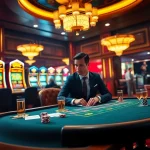 Experience the thrill of gambling at Kwin with a vibrant casino scene featuring poker players and slot machines.