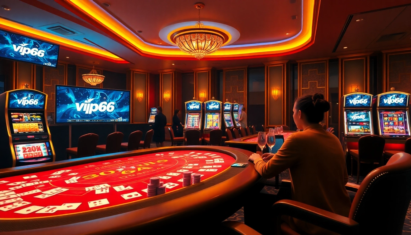 Experience the excitement of vip66 online casino with vibrant gaming tables and luxurious atmosphere.