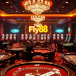 Fly88 casino excitement with vibrant gaming tables and dazzling slot machines.