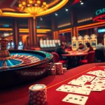 Experience the excitement of CM88 with vibrant casino gaming scenes featuring roulette wheels, poker tables, and betting slips.