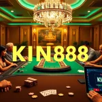 Intense poker showdown at KING88 casino with vibrant gameplay and luxurious ambiance.