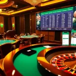 Experience thrilling gambling action at Bet88's online casino filled with poker chips and live betting interfaces.