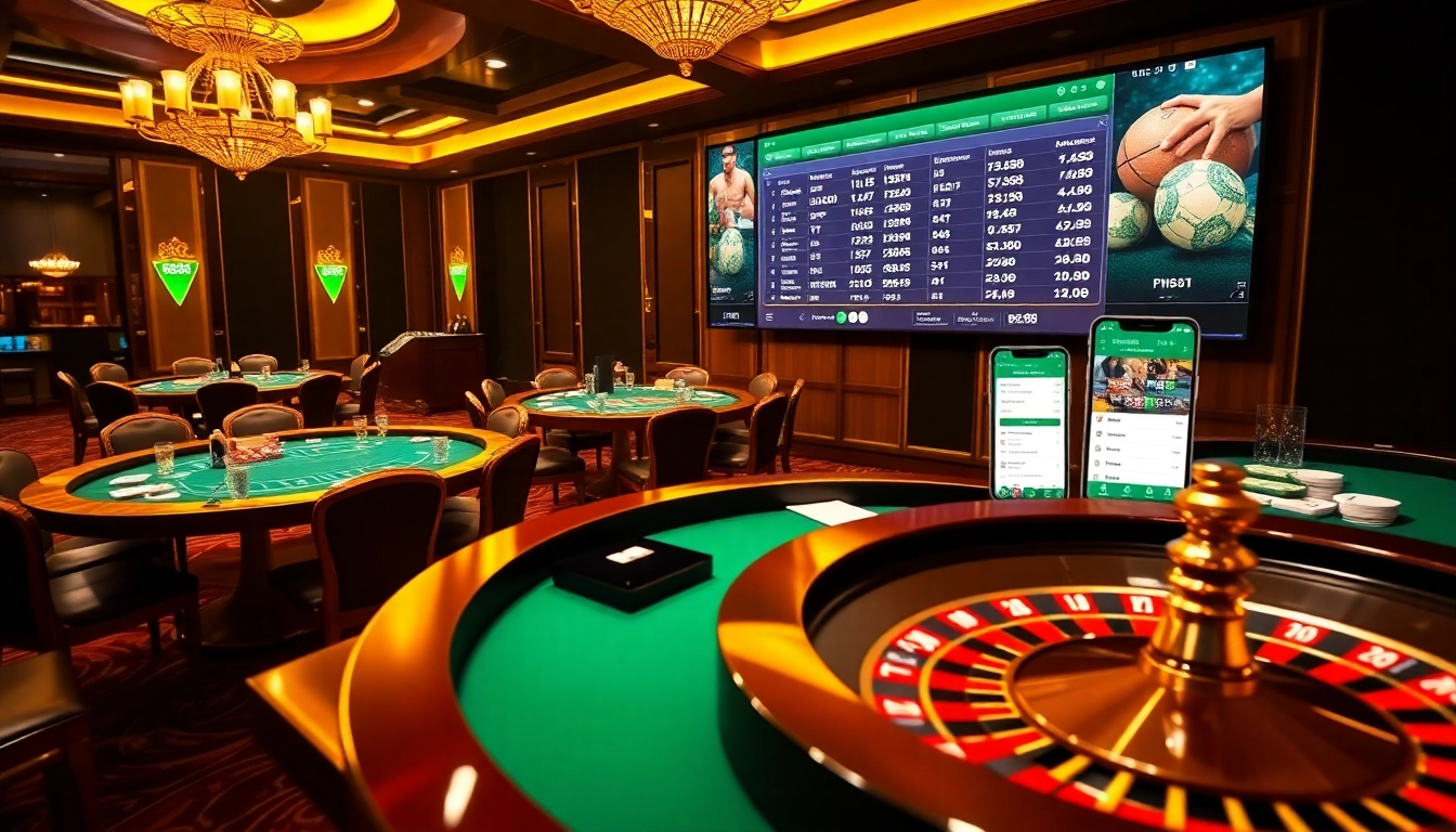 Experience thrilling gambling action at Bet88's online casino filled with poker chips and live betting interfaces.