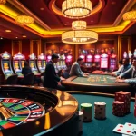 Experience thrilling gameplay at CM88, highlighted by vibrant casino tables and radiant slot machines.