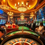Exciting casino scene with a roulette wheel and poker games, showcasing XX88 gaming experience.