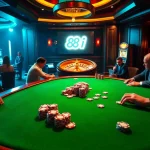 Experience the thrill of winning with 88i at a luxurious poker table in a vibrant casino atmosphere.