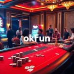 Engaging gamblers at okfun casino with vibrant poker and roulette games.