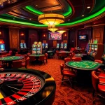 Experience the thrill of winning 98 at a luxurious casino with vibrant games and lively players.