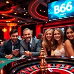 B66 online casino gaming action featuring excited players at classic table games and promotions.
