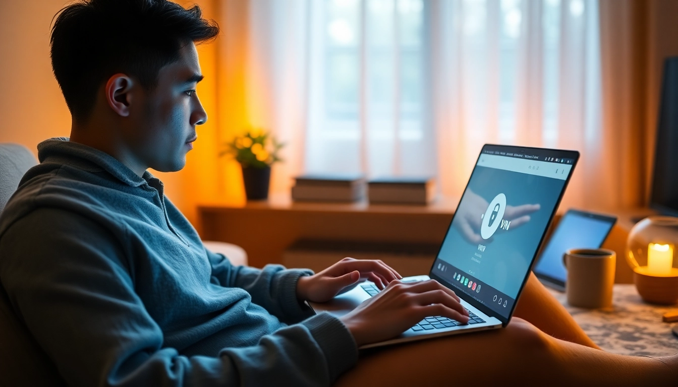 在温馨布置的环境中，笔记本上显示的快连官网界面，突出用户友好的VPN功能。