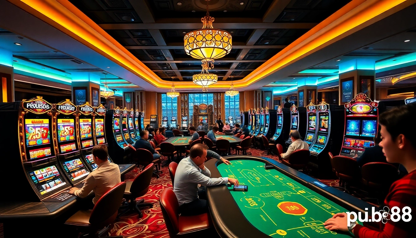 Experience cutting-edge gaming at pub88 with vibrant tables and lively players celebrating winnings.