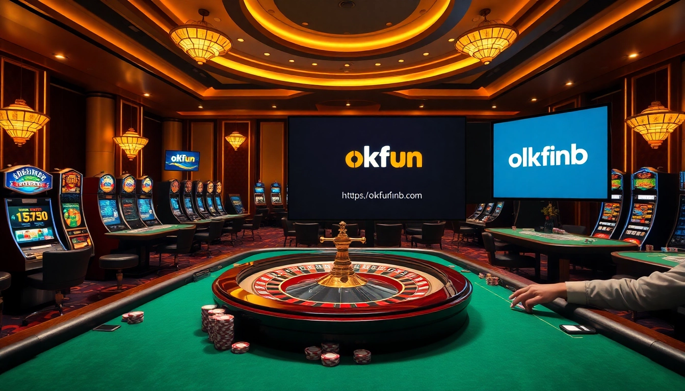 Experience the thrill of gambling on https://okfunb.com/ with poker tables and roulette wheels in a luxurious casino setup.