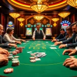 Engaging poker game scene with professional players and vibrant chips at hay.win casino.