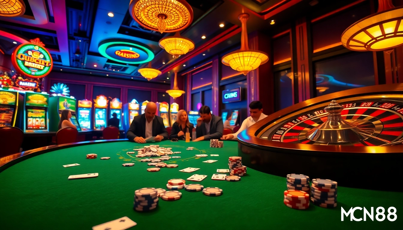 CM88-themed poker scene with players immersed in high-stakes action amidst luxurious casino elements.