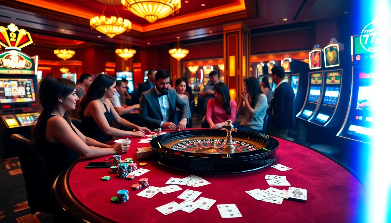 Experience the thrilling atmosphere of 789CLUB with vibrant casino tables and exciting games.