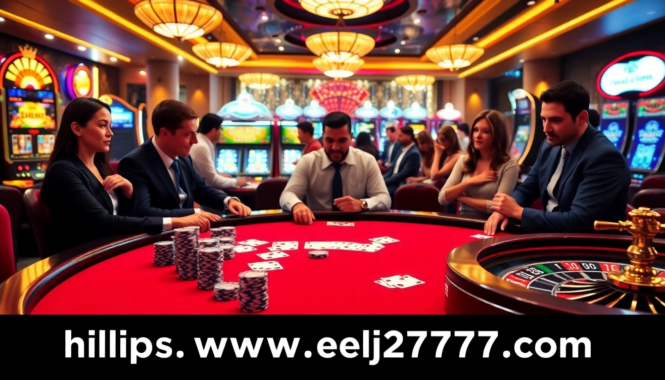 Experience thrilling moments at https://www.eejl77777.com/ with vibrant casino action and players at the poker table.