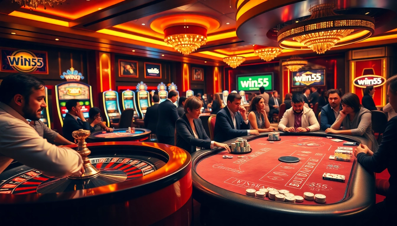 Experience the thrill of gambling with win55 at an exciting casino table.
