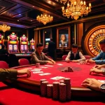 Engaged players at a high-stakes poker table showcasing mb66 branded chips and cards.