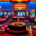 Experience the thrill at Bet88 with a vibrant casino scene featuring roulette and poker.