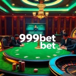Exciting casino scene with players at a poker table, showcasing 999bet's gaming experience.