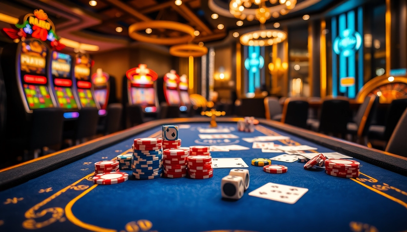Engaging poker game at MK 8 casino showcasing colorful chips, cards, and a vibrant atmosphere.