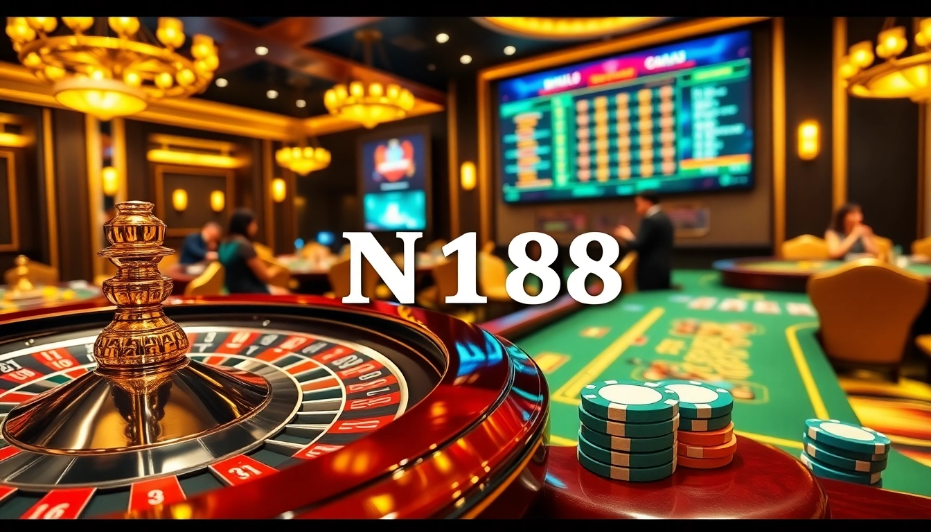 Experience the thrill of N188 gaming with high-stakes action at a vibrant casino table.
