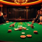 Engaged players competing at a luxurious g88 poker table in a vibrant casino setting.