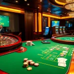 Experience the excitement and luxury of gambling at nhà cái uy tín BL555 in this vivid casino scene.